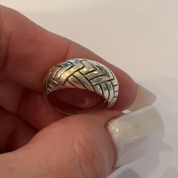 Sterling silver chevron print simple 925 wide ring - Picture 1 of 7